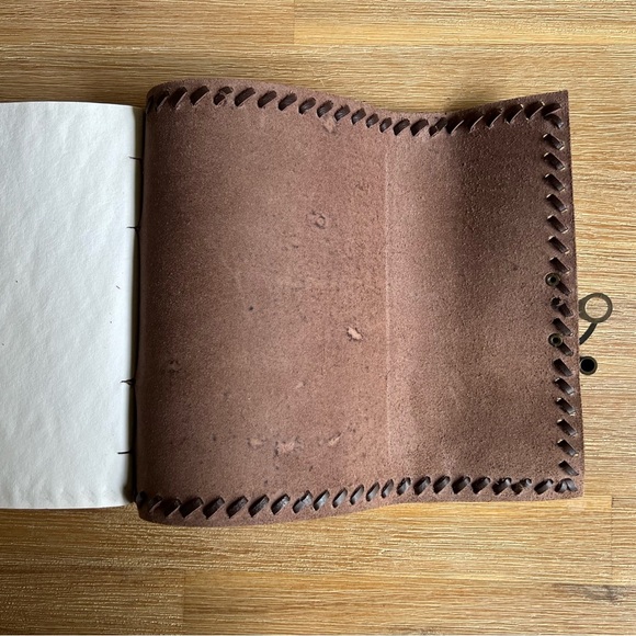 Handmade Brown Genuine Leather Journal Diary Pouch with Brass Clasp Closure - Picture 7 of 14